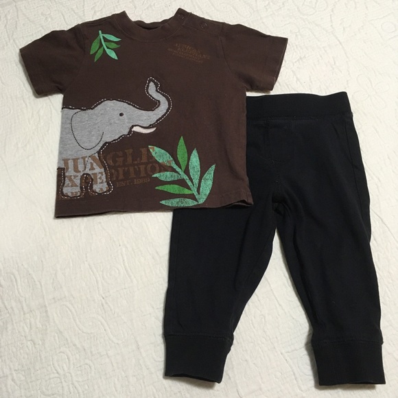 6-12m (5/$20) Gap Elephant Tee Matched with George Cotton Pants - Picture 1 of 13